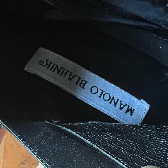 Manolo Blahnik Over the Knee Black Leather Boots side lace details size 38.5 - Picture 10 of 10